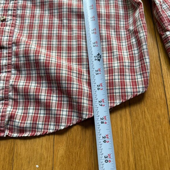 Vintage GANT Size L Red Plaid Tailored Roll Tab Long Sleeve Button Down Shirt - Picture 5 of 15